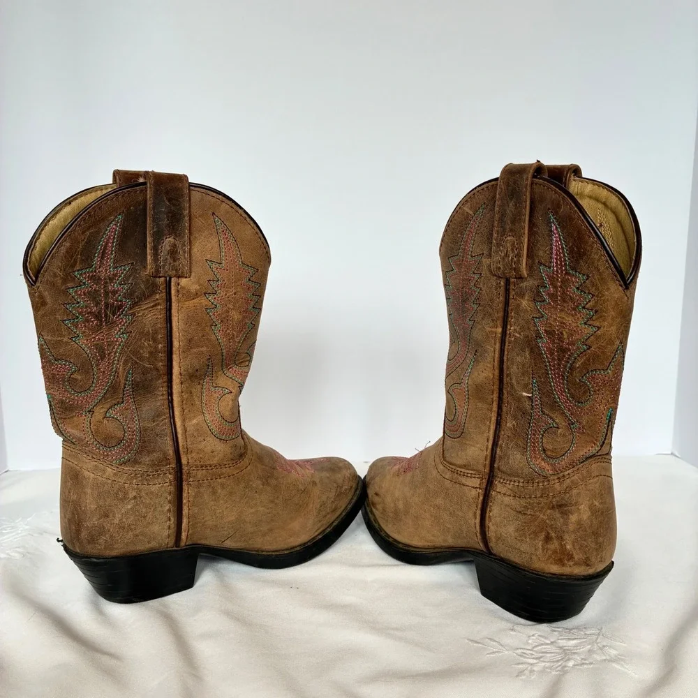 Smoky Mountain Boots Cowboy Kids 12 Leather Western Stitching Cowgirl Country